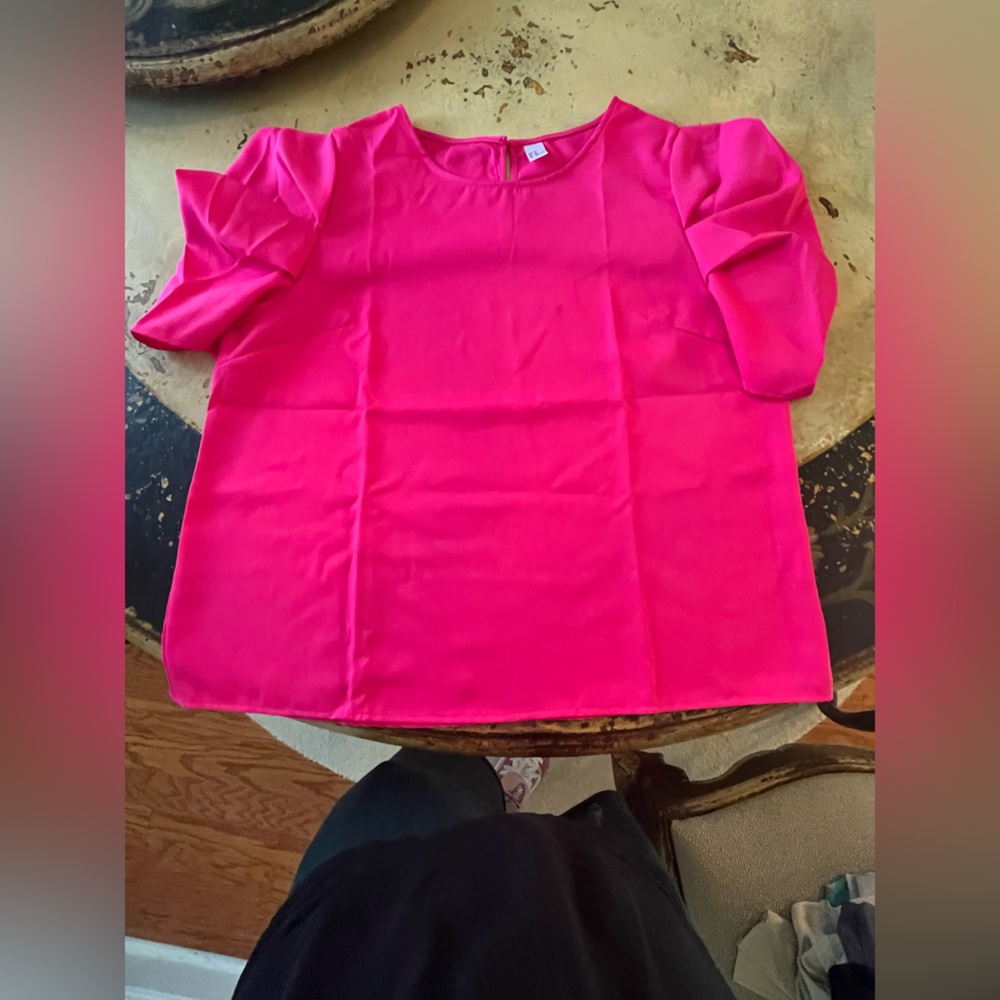 Pink puff sleeve shirt